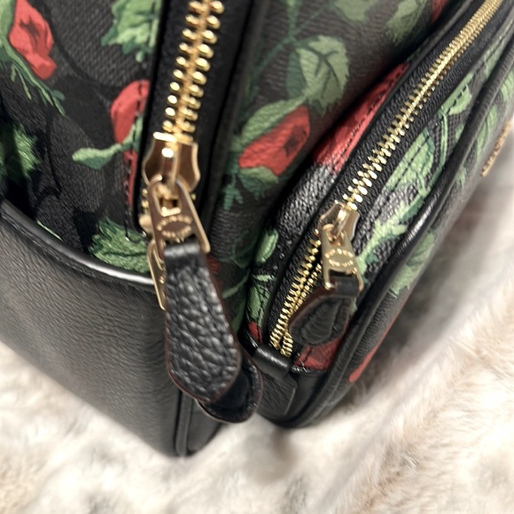 🎒COACH MINI COURT BACKPACK LEATHER SIG W/ROSE 🌹PRINT!✨BRAND NEW✨SOLD OUT! NWT! - Picture 8 of 13